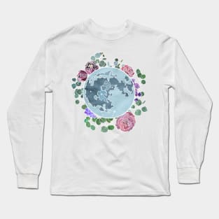 Floral Full Moon Long Sleeve T-Shirt